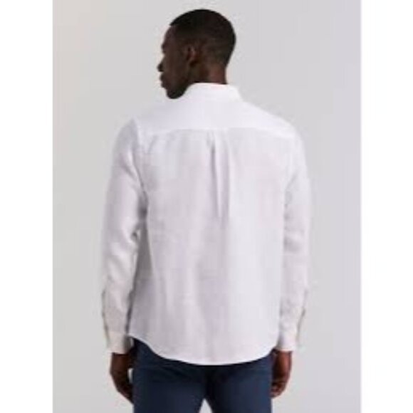 Perry Ellis Men's Solid Linen White Popover Shirt Size Medium - Picture 1 of 4